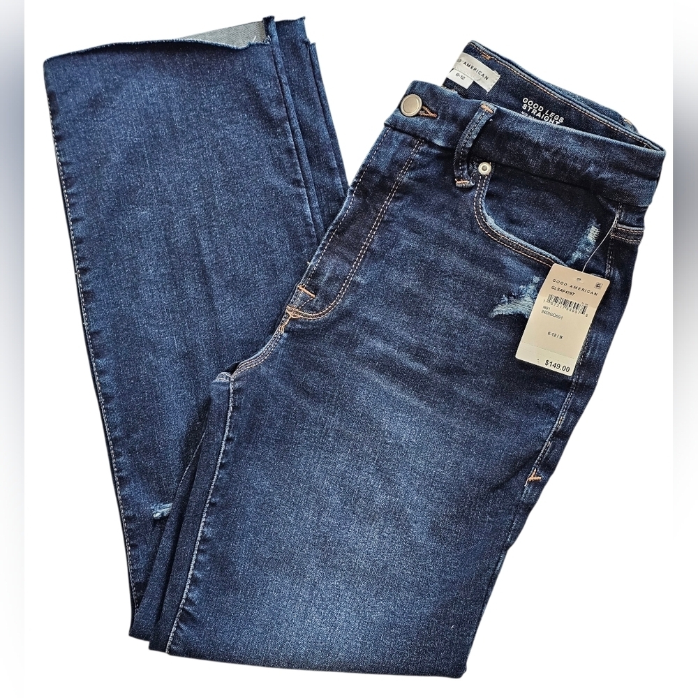 Good American Women's (Size 6-12) Good Legs Straight Mid-rise Straight Leg, NEW! - Picture 2 of 13
